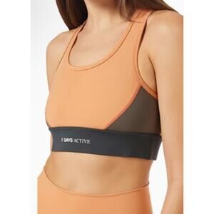7 Days Active‎ SV Sports Bra Womens Brown Orange Racerback Nylon Size XS